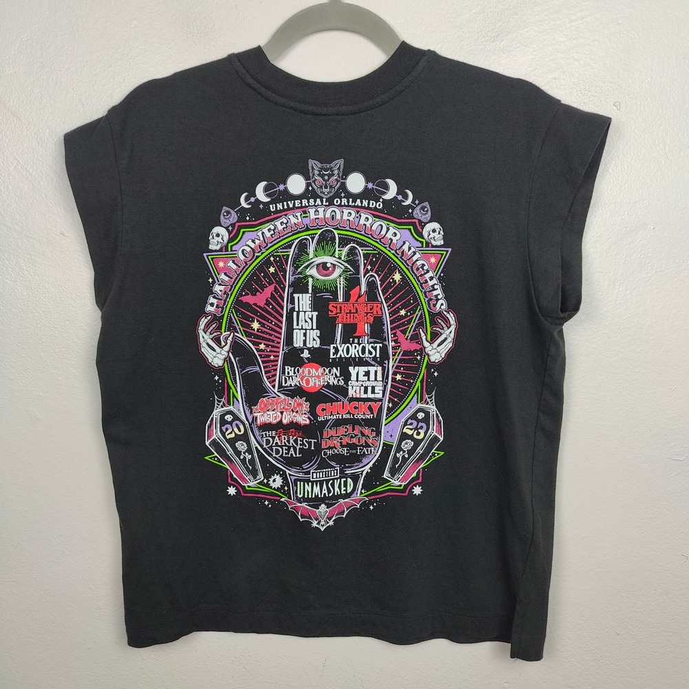 Universal Studios Halloween Horror Nights 2023 T-Shirt Womens Small Black Spooky